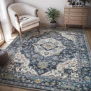 AMOAMI-4X6 Area Rugs for Living Room -Soft Vintage Bedroom Rugs-Non Slip Washable Rug-Throw for Living Room Bedroom Bedside Dining Room Office Blue by CozyNest Decor