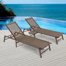 Aluminum Chaise Lounge Chair Outdoor, Foldable Patio Lounge Chair 2 Sets with Table Assemble-Free, Pool Lounge Chairs with 5 Adjustable Backrest, Outdoor Lounge Chairs for Outside Poolside Brown by GreenHaven Gardens