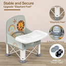 Baby Travel Booster Seat with Double Tray, BabyBond Upgraded Toddler Portable Baby Chair, Booster Seat for Dining Table, Stable and Foldable Booster Baby Chair for Indoor/Outdoor (Grey Lion) by TinyTreasures Baby Boutique