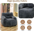 Giant Bean Bag Chair, Faux Fur Large Bean Bag Chair for Adults, Fluffy and Comfy Giant Bean Bag Chair with Filler, Big Bean Bag Sofa Chair for Reading, Gaming, Grey by CozyNest Decor