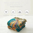 MSGKV Boho Throw Blanket for Bed Twin Size Cotton Muslin Breathable Floral Blanket 60"x80" Sofa Couch Blankets for All Seasons Lightweight Farmhouse Blankets Boho Home Decor by CozyNest Decor