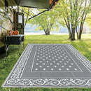 Pauwer Waterproof Outdoor Rug 6x9, Reversible Plastic Straw Patio Camping Rug, Indoor Outdoor RV Mat Carpet for Deck, Camper, Porch, Balcony, Backyard, Picnic, Bordered Grey by GreenHaven Gardens