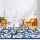 Kids Carpet Playmat Rug Player Car Rug,City Life Traffic Road Map Mat Educational Game Area Rug for Toddler Children Playroom Classroom Bedroom (Blue,6 x 9 ft) by CozyNest Decor
