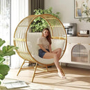 Egg Chair Outdoor Indoor, Oversized Rattan Chair with Thicken Cushion, 350LBS Capacity Wicker Patio Lounge Chair, Basket Chair for Living Room Balcony Porch Backyard, Beige by CozyNest Decor