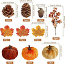 Artmag 51 PCS Artificial Fabric Pumpkins, Fall Harvest Decorations with Acorns, Pinecones, Berries, Maple Leaves for Fall Thansgiving Halloween Decoration by CozyNest Decor