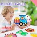 9 PCS Farm Theme Lacing Cards, 9 Double Sided Sewing Cards with 9 Colorful Laces, Imagination Development Lacing Toys Educational and Learning Activity for Preschoolers, Kids by TinyTreasures Baby Boutique