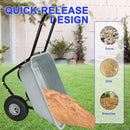 Dual Wheel Wheelbarrow, Heavy Duty Garden Cart, 300 lbs Capacity Utility Cart with Two 15 inches Pneumatic Tires for Outdoor Lawn Yard Farm Ranch (Gray) by GreenHaven Gardens