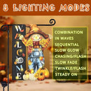 Thanksgiving Lighted Garden Flag, Solar Fall Outdoor Decor Yard Flag,8 Modes Led Scarecrow Flag,28x40 Double Sided Maple Leaf Pumpkin Bird Decorations for Home Porch by CozyNest Decor
