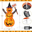 Halloween Decoration 4.3FT Retractable Jack-O-Lantern, 100 LED Collapsible Pumpkin Lantern with Black Star Hat, Plug in Halloween Lights with Stand for Indoor Outdoor Lawn Backyard Garden Decor by CozyNest Decor