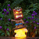 Solar Tiki Statue Outdoor Decor-Tiki Bar Decor-Garden Tiki Surfing Statues Waterproof Decoration Figurine for Tiki Bar,Patio,Balcony,Yard,Lawn,Table,Desk 9.92 Inches Tall by GreenHaven Gardens