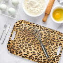 Serving Trays with Handles, 14.5 x 9.8 inch Rectangular Plastic Tray for Restaurant, Kitchen, Brown Leopard by CozyNest Decor