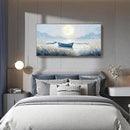 amatop Oversized Framed Coastal Wall Art for Living Room Blue Boat Moon Sea Picture Landscape Canvas Print Calming Night Ocean Lake Scene Large Artwork Nautical Bedroom Office Wall Decor 58x29 In by CozyNest Decor