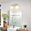 Stainless Steel Milk Glass Vanity Lights for Bathroom, 2 Light Chrome Bathroom Light Fixtures Over Mirror, Ceramic E26 Sockets Wall Mounted by CozyNest Decor