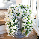 Faux Bougainvillea Artificial Flowers Plants for Outdoors Outside Decoration, 2 PCS White Fake Flowers UV Resistant Look Real Silk Long Trailing Vines for Front Door Porch Planter Patio Garden Yard by CozyNest Decor