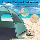 WhiteFang Beach Tent Anti-UV Portable Sun Shade Shelter for 3/4/6/8 Person, Extendable Floor with 3 Ventilating Mesh Windows Plus Carrying Bag, Stakes and Guy Lines by TinyTreasures Baby Boutique