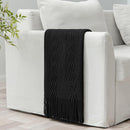 MIULEE Black Knitted Throw Blanket for Couch Textured Knit Blanket with Tassels Cozy Woven Boho Bed Blanket for Sofa Bed Chair Acrylic Wave Pattern 50"x60" by CozyNest Decor