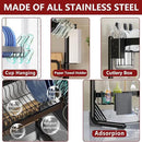 VNKZI Over Sink Dish Drying Rack, 2 Tier Full Stainless Steel Storage Adjustable Length (25.98'' to 36.61'') Kitchen Rack, Multifunctional Expandable Counter Organizer, Space Saver Dish Rack by CozyNest Decor
