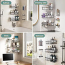 Veken Rustproof & Waterproof Shower Caddy 6-Pack, No Drilling Adhesive Shelves Rack with Soap Holder, Large Capacity Bathroom Organizers and Storage, Wall-Mounted Kitchen & Home Decor, Dark Grey by CozyNest Decor
