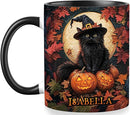 Personalized Halloween Black Cat Mug - Custom Decor Gift for Women - Spooky Season Accent Mug with Names by TinyTreasures Baby Boutique
