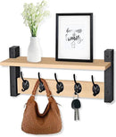 Sorbus Coat Hooks Wall Mount with Shelf – 16 Inch Coat Rack Wall Mount with 5 Heavy Duty Hooks – Floating Wall Shelf with Hooks for Entryway, Bathroom, Bedroom, Kitchen, or Mudroom (Maple Wood) by CozyNest Decor