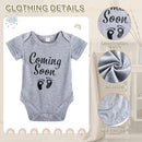 9 Pcs Pregnancy Announcement Set Pregnancy Reveal Ideas Felt Letter Board Baby Bodysuit Booties Photo Frame Bear Plush Wood Blocks for Coming Soon Baby Announcement(Gray) by TinyTreasures Baby Boutique