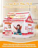Kids Play Tent, Toddler Tent for Kid Indoor & Outdoor, 48.5"x39.4"x48.5" Playhouse Tent Burger Theme with Complete Toys Set, 3 Window, Lights and Balloons by TinyTreasures Baby Boutique