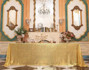 SquarePie Sequin Tablecloth 90 x 156 Inch Gold Sparkly Table Linen for Wedding Party by CozyNest Decor