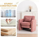Chenille Accent Armchair Oversize Upholstered Barrel Comfy Modern Round Lounge Sofa Chair with Pillow Cozy Reading Chairs for Apartment,Office,Living Room,Dining,Makeup,Club,Pink 2SET by CozyNest Decor