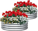 KING BIRD Raised Garden Bed Galvanized Round Planter Box Outdoor for Gardening, Plants, Vegetables, Flowers, Silver, 47x47x12 in 2 Packs by GreenHaven Gardens