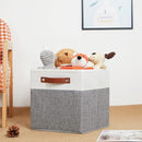 HNZIGE Set of 4, Foldable Storage Cube Bin Baskets, Fabric 11x11 Cube Storage Bins for Storage with Handles, Shelf Bins for Cube Home Toy Nursery Closet(White Gray) by TinyTreasures Baby Boutique