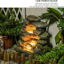 4-Tier Rock Water Fountain Outdoor Waterfall Garden Decor, 23.4" Cascading Waterfall With LED Lights for Patio, Lawn, Backyard, and Home, Faux Stone Design by GreenHaven Gardens