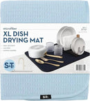 S&T INC. Dish Drying Mat XL, 18” x 24”, Absorbent Microfiber Kitchen Counter Mat, Dish Drying Pad for Dishes, Utensils, Pots and Pans, Extra Large, Sky Blue by CozyNest Decor