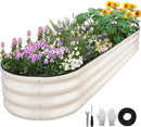 Galvanized Raised Garden Bed - 8×2×1ft Planter Raised Beds for Gardening | Oval Metal Garden Planter Box with Safety Edging and Bracing Rods for Vegetables Fruits and Flowers (White) by GreenHaven Gardens