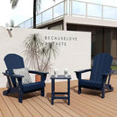 WO Home Furniture Adirondack Chair Table Set of 2 PCS Outdoor Folding Chair w Side Table Weather/UV Resistant for Lawn, Garden, Bon Fire, Balcony (Navy Blue) by GreenHaven Gardens