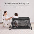 2 in 1 Portable Travel Crib for Toddler, Foldable Crib for Baby, Lightweight Playpen Collapsible Playard with Soft Mattress, Easy to Carry Baby Travel Bed for Outdoor, Indoor (Black) by TinyTreasures Baby Boutique