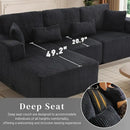 HYJT-H&K Modular Sectional Sofa Cloud Sectional Couch, 107" Comfy Fluffy L Shaped Dark Black Couches for Living Room, Deep Seat Memory Foam Plush Corduroy Boneless Couch Sectionals Left Facing Chaise by CozyNest Decor