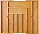 BAMEOS drawer organizer flatware organizer cutlery tray silverware organizer expandable adjustable bamboo drawer organizer kitchen bathroom by CozyNest Decor