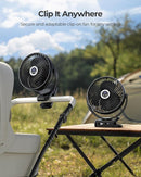 Koonie 10000mAh Portable Clip on Fan with LED Lantern and Hook, 8'' Battery Operated Desk Fan, Quiet Camping Fan with LED Digital Display, 360° Rotation & 3 Speeds for Travel Tent Gym Treadmill by TinyTreasures Baby Boutique