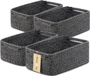 Small Storage Baskets for Organizing | Closet Organizer Bins | Shelf Toy Basket | Woven Rope Baskets | Cube Decorative Box | Shallow Basket | 13x8.5x5.1” | 4 Packs Dark Gray by GreenHaven Gardens