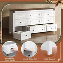 WLIVE Farmhouse Dresser for Bedroom, 63" Wide 9 Drawer Dresser Storage Organizer, Wood Chest of Drawers for Bedroom, TV Stand for 70 inch TV, for Living Room, Hallway, Ball Bearing Slide (White) by CozyNest Decor
