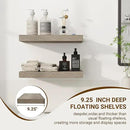 16 Inch Floating Shelves, 3D Textured Wood Grain, 16"x9.25"x1.5" Inch Deep Floating Shelves for Wall, Wooden Shelves for Bathroom, Bedroom, Living Room, Vintage Gray Oak by CozyNest Decor