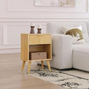 Fluted Night Stand with Opening Storage,Mid Century Bedside Table with Drawer,Wood Nightstand with Solid Wood Legs,End Table Side Table for Living Room,Bedroom,Natural CTG56Y by CozyNest Decor
