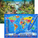 Bilingual Interactive Kids Talking World Map & Dinosaur Poster for Kids Learning and Educational Toys, Talking Educational Toys for 3 to 12 Years Old Girls/Boys, Preschool Learning Chart by TinyTreasures Baby Boutique