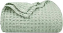 PHF Ultra Soft Waffle Weave Throw Blanket 50"x 60"- Washed Lightweight Breathable Cozy Woven Blanket for Bed - Aesthetic Decor for Couch Bedding Sofa Home Car - Sage Green/Mint Green by CozyNest Decor