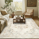 jinchan Vintage Floral 5x7 Area Rugs - Machine Washable Distressed Design Soft Ultra-Thin Low-Pile Non-Slip Carpet for Kitchen Bedroom Nursery Living Room Dining Room Home Office (5x7ft,Light Grey) by TinyTreasures Baby Boutique