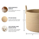 OrganiHaus Large Laundry Basket, Woven Cotton Rope Basket for Blankets, Toy Storage, Nursery Hamper, Living Room Decor Organizer, Soft & Durable Hamper with Handles, 20x13 inches - Honey by TinyTreasures Baby Boutique