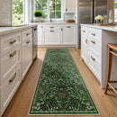 2x6 Washable Runner Rug,Dark Green Floral Boho Area Rug for Hallway,Low-Pile Non-Slip Stain Resistant Carpet for Kitchen, Bedside,Laundry Room,Entryway by TinyTreasures Baby Boutique