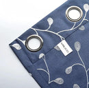 MIUCO Floral Embroidered Semi Sheer Curtains Faux Linen Grommet Curtains for Bedroom 52 x 84 Inch 2 Panels, Navy Blue by CozyNest Decor