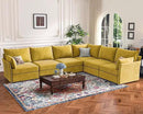 135.5" Oversized Modular Sectional Sofa, L Shaped Convertible Couch with Movable Ottoman, Large 6 Seat Corner Couches for Living Room Deep Seat Yellow Chenille by CozyNest Decor