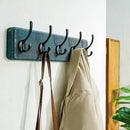 Dseap Coat Rack Wall: Patented, Heavy-Duty, 5-Double-Hooks Wooden Wall Mounted Coat Rack Coat Hanger Hook Rail for Winter Coats Hat Jacket Clothing, Weathered Blue, Pack of 2 by CozyNest Decor